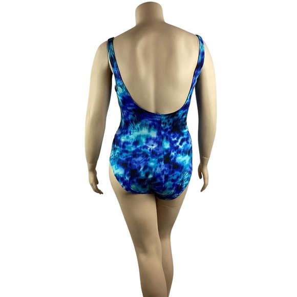 Aqua Green Blue Tie-Dye One-Piece Swimsuit Size Large - Picture 5 of 7